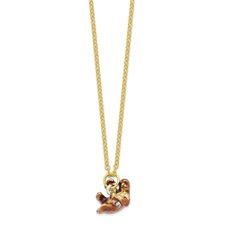 Luxury Giftware by Jere Pendants & Charms Bejeweled Pewter Multi Color Enamel Finish MELLOW Sloth Trinket Box