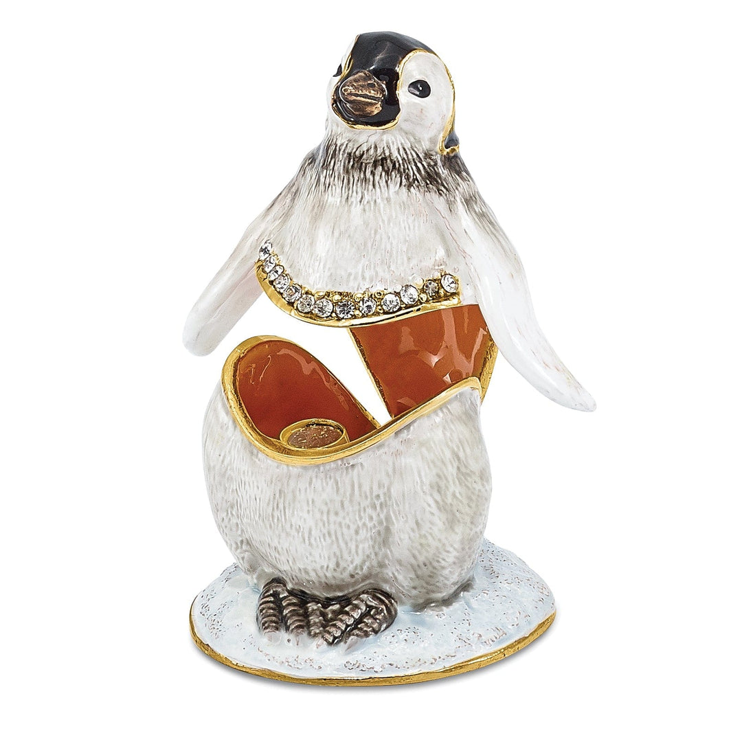 Luxury Giftware by Jere Pendants & Charms Bejeweled Pewter Multi Color Enamel PEEPS Baby Penguin Trinket Box