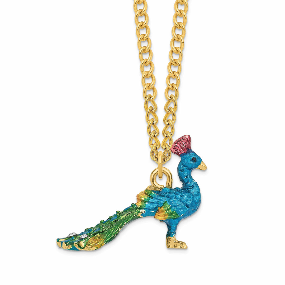 Luxury Giftware by Jere Pendants & Charms Bejeweled Pewter Multi Color Enamel TAYLOR Blue Peacock Trinket Box