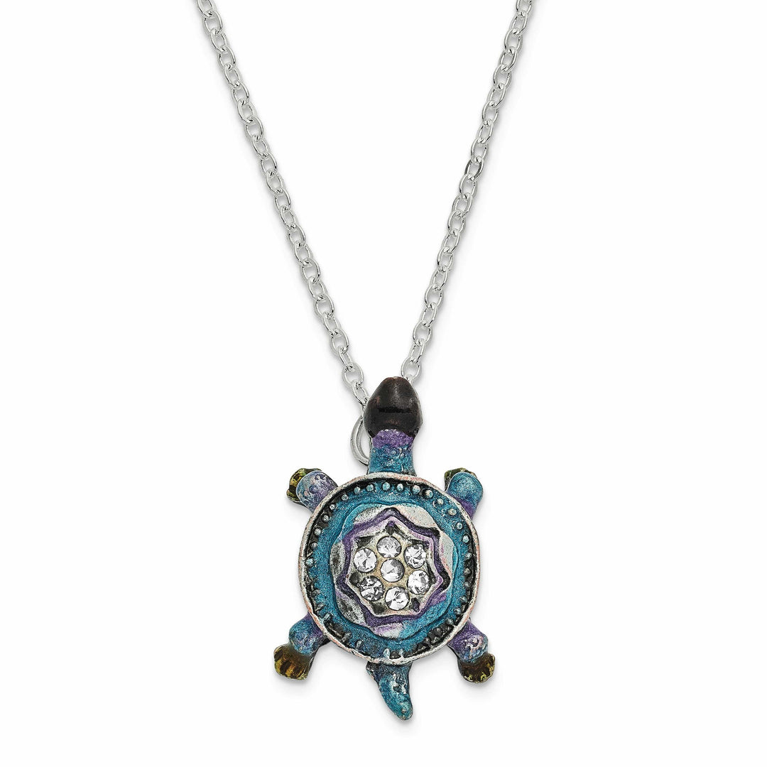 Luxury Giftware by Jere Pendants & Charms Bejeweled Pewter Multi Color Finish AMAZING AZURE Turtle Trinket Box
