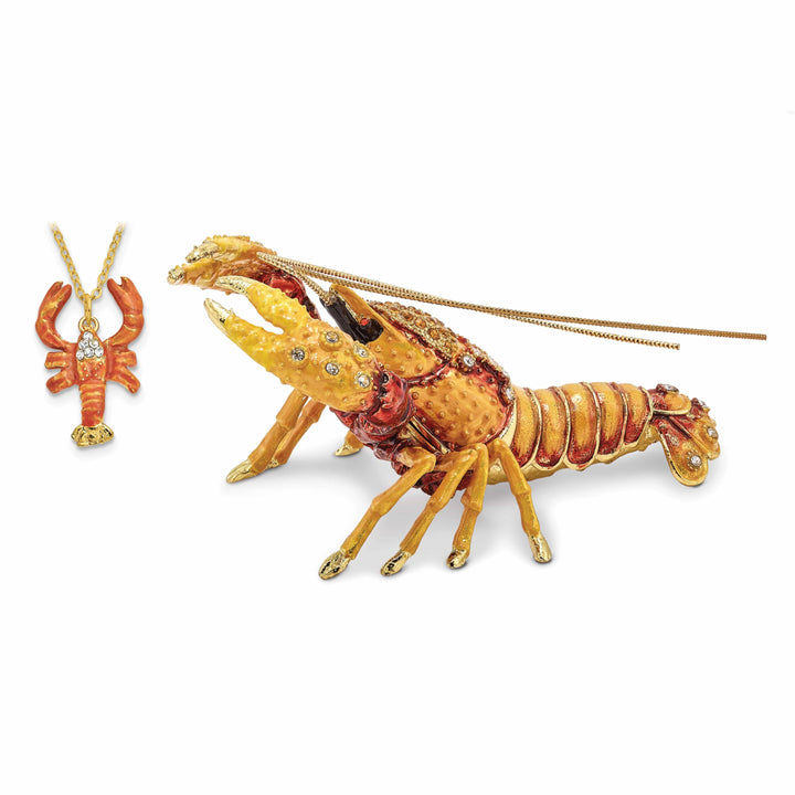 Luxury Giftware by Jere Pendants & Charms Bejeweled Pewter Multi Color Finish BAYOU Cajun Crawfish Trinket Box