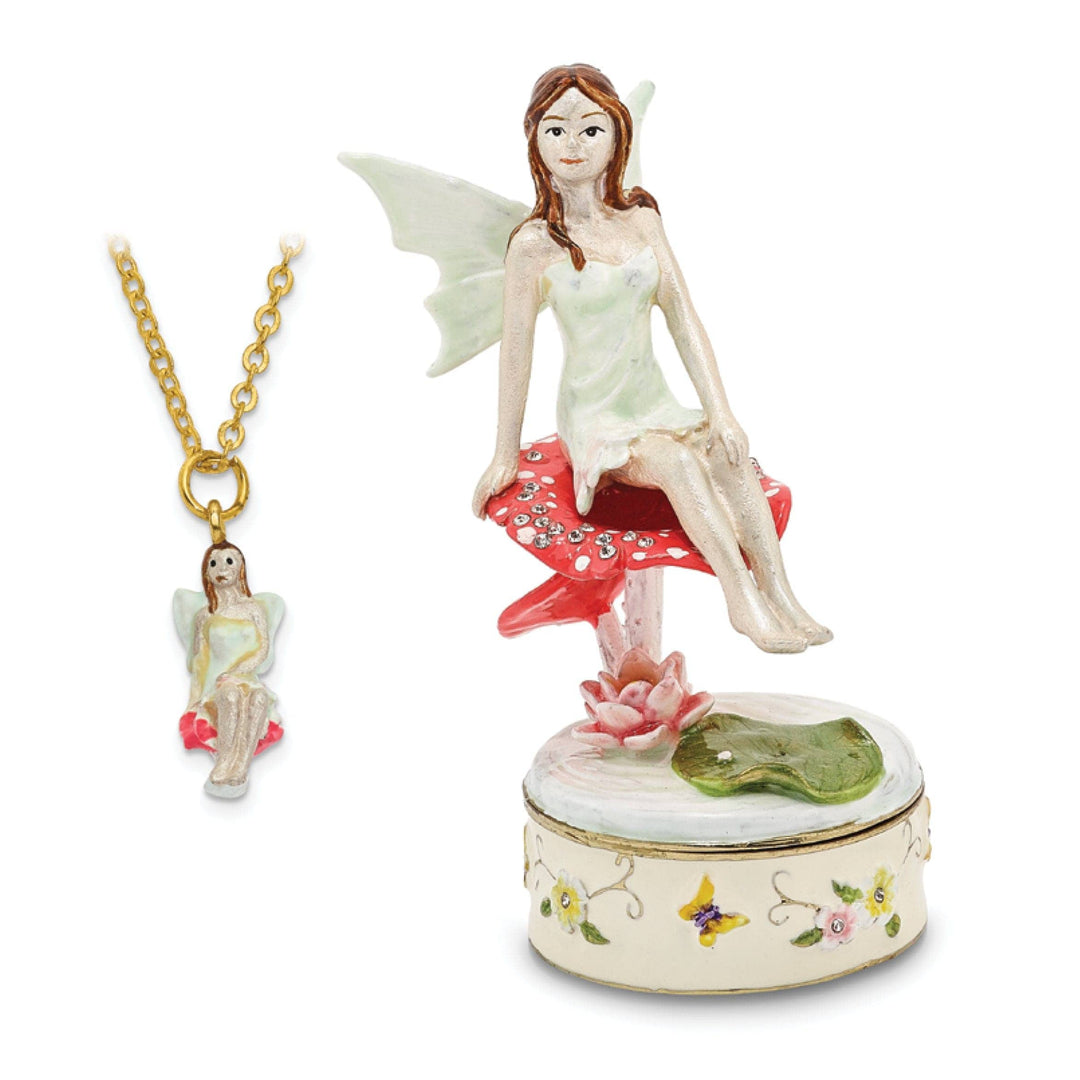 Luxury Giftware by Jere Pendants & Charms Bejeweled Pewter Multi Color Finish DEVON Little Pixie Trinket Box