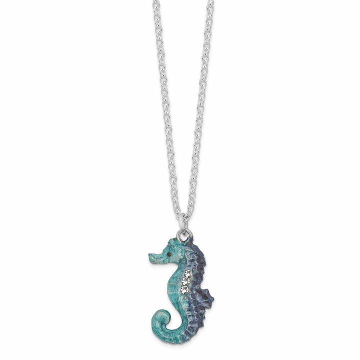 Luxury Giftware by Jere Pendants & Charms Bejeweled Pewter Multi Color Finish ECHO Twin Sea Horse Trinket Box