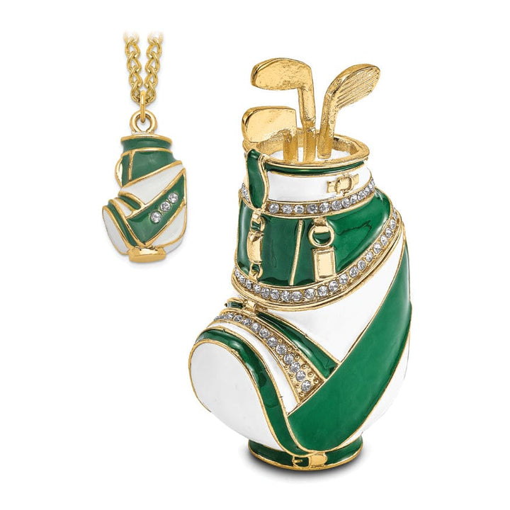 Lovely Rita's Pendants & Charms Bejeweled Pewter Multi Color Finish GAME OF FORES Golf Bag Trinket Box
