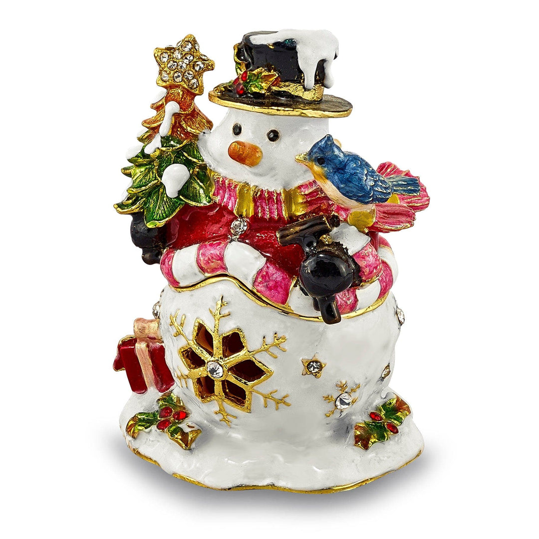 Lovely Rita's Pendants & Charms Bejeweled Pewter Multi Color Finish HOLLY JOLLY Snowman Trinket Box
