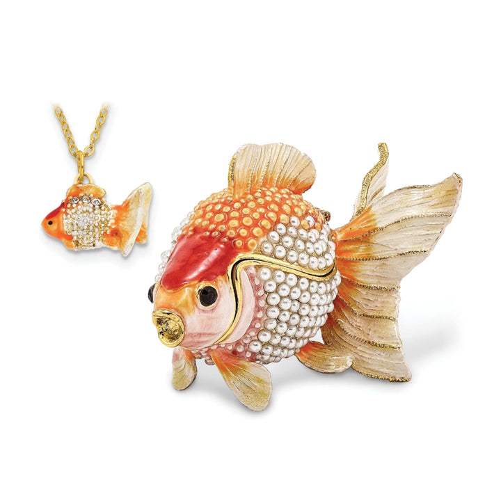 Luxury Giftware by Jere Pendants & Charms Bejeweled Pewter Multi Color Finish KATIE Kissing Fish Trinket Box