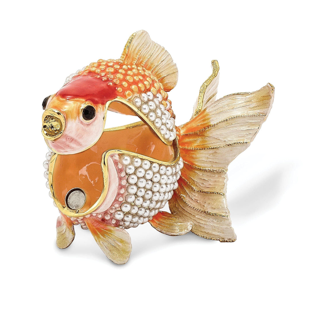 Luxury Giftware by Jere Pendants & Charms Bejeweled Pewter Multi Color Finish KATIE Kissing Fish Trinket Box