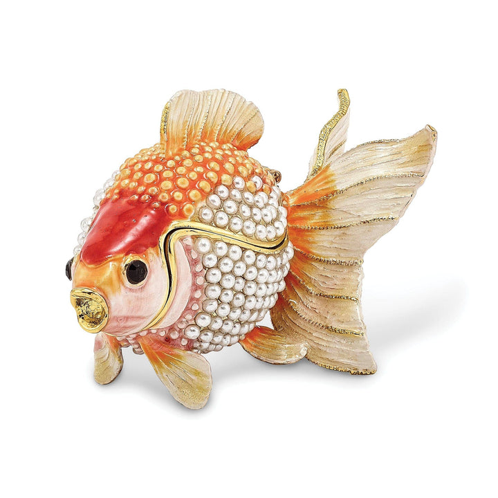 Luxury Giftware by Jere Pendants & Charms Bejeweled Pewter Multi Color Finish KATIE Kissing Fish Trinket Box