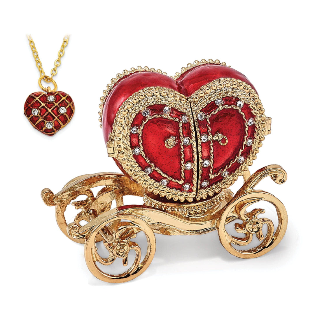 Lovely Rita's Pendants & Charms Bejeweled Pewter Multi Color Finish SCARLET HEART Carriage Trinket Box