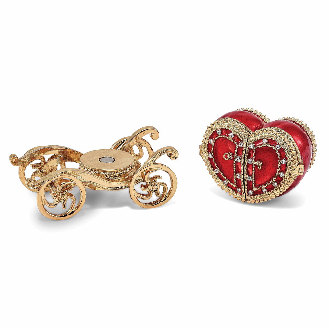 Lovely Rita's Pendants & Charms Bejeweled Pewter Multi Color Finish SCARLET HEART Carriage Trinket Box