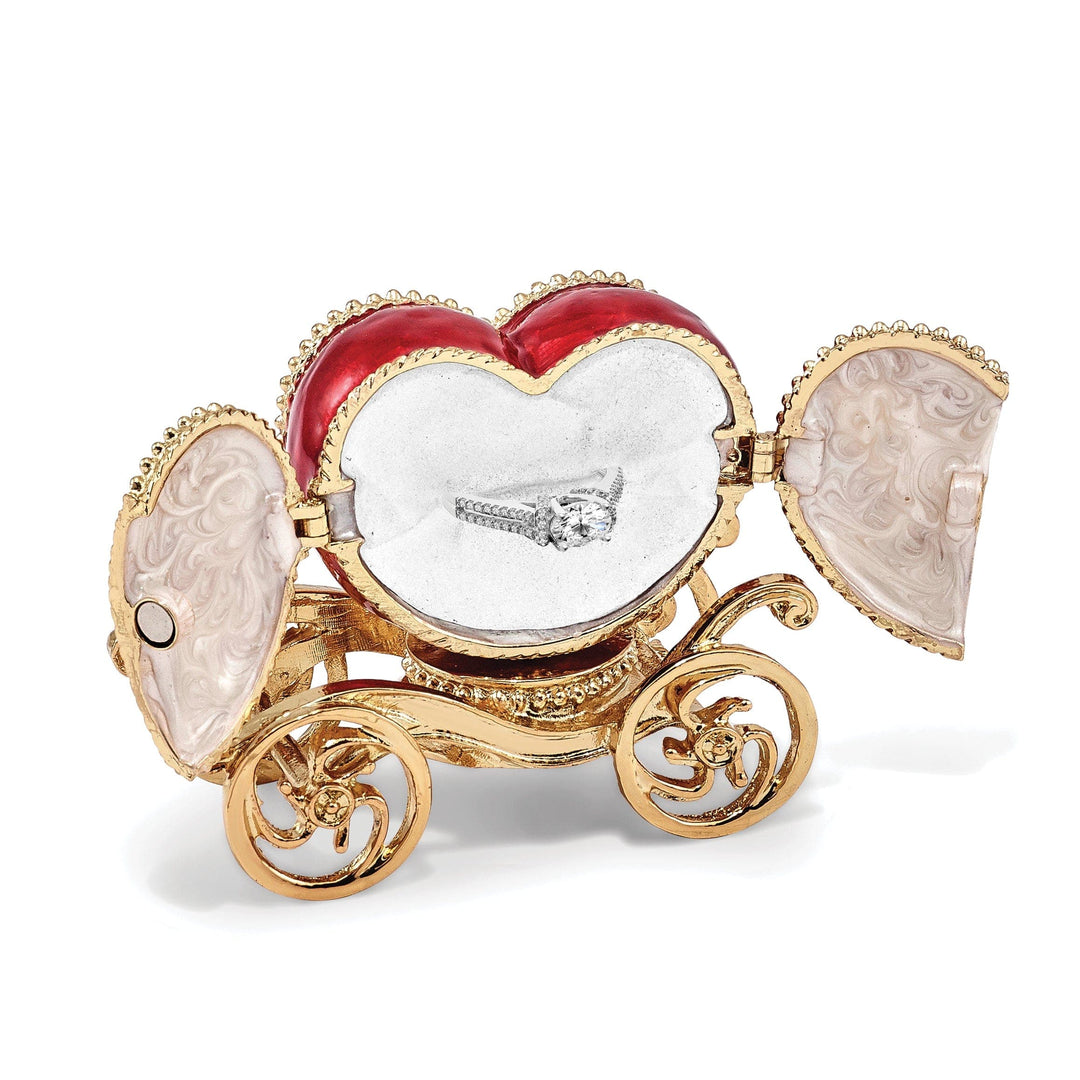 Lovely Rita's Pendants & Charms Bejeweled Pewter Multi Color Finish SCARLET HEART Carriage Trinket Box
