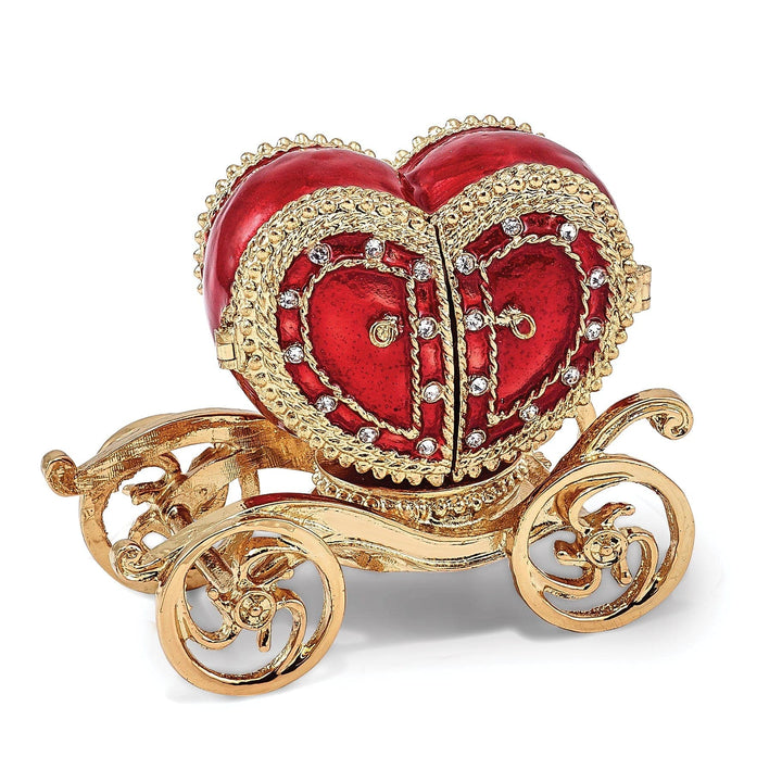 Lovely Rita's Pendants & Charms Bejeweled Pewter Multi Color Finish SCARLET HEART Carriage Trinket Box