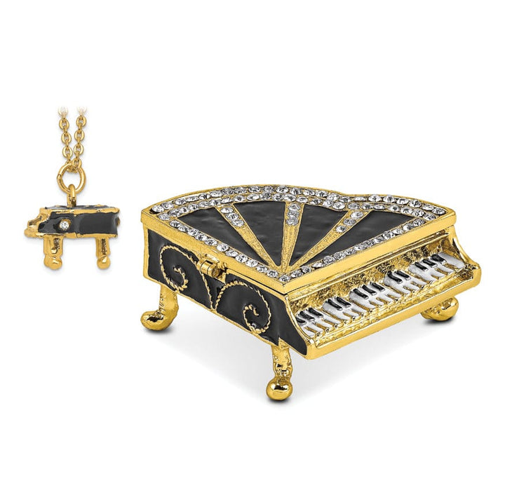 Lovely Rita's Pendants & Charms Bejeweled Pewter Multi Color Finish SERENADE Grand Piano Trinket Box
