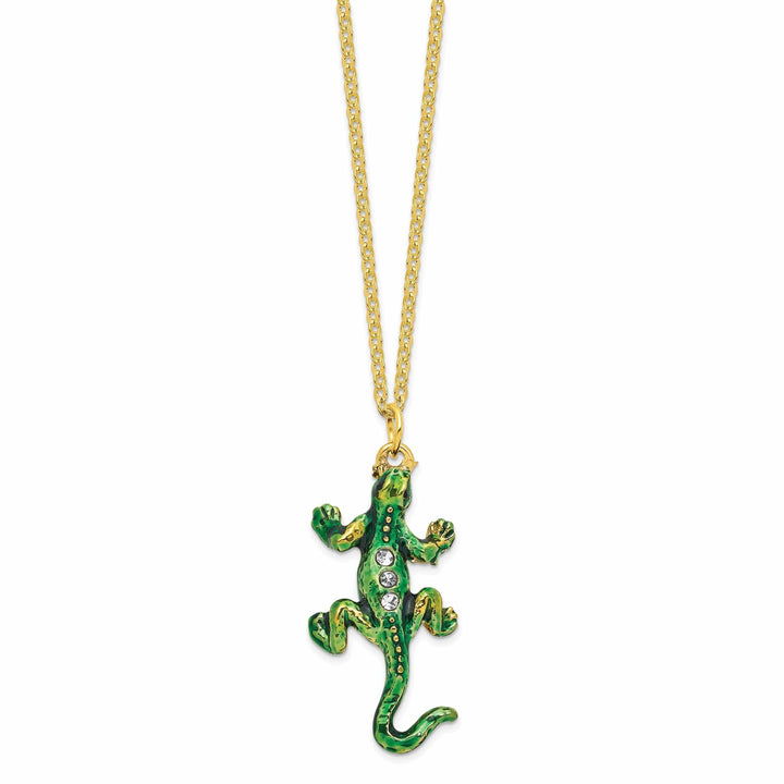 Luxury Giftware by Jere Pendants & Charms Bejeweled Pewter Multi Green Colors Finish IGGY Iguana Trinket Box
