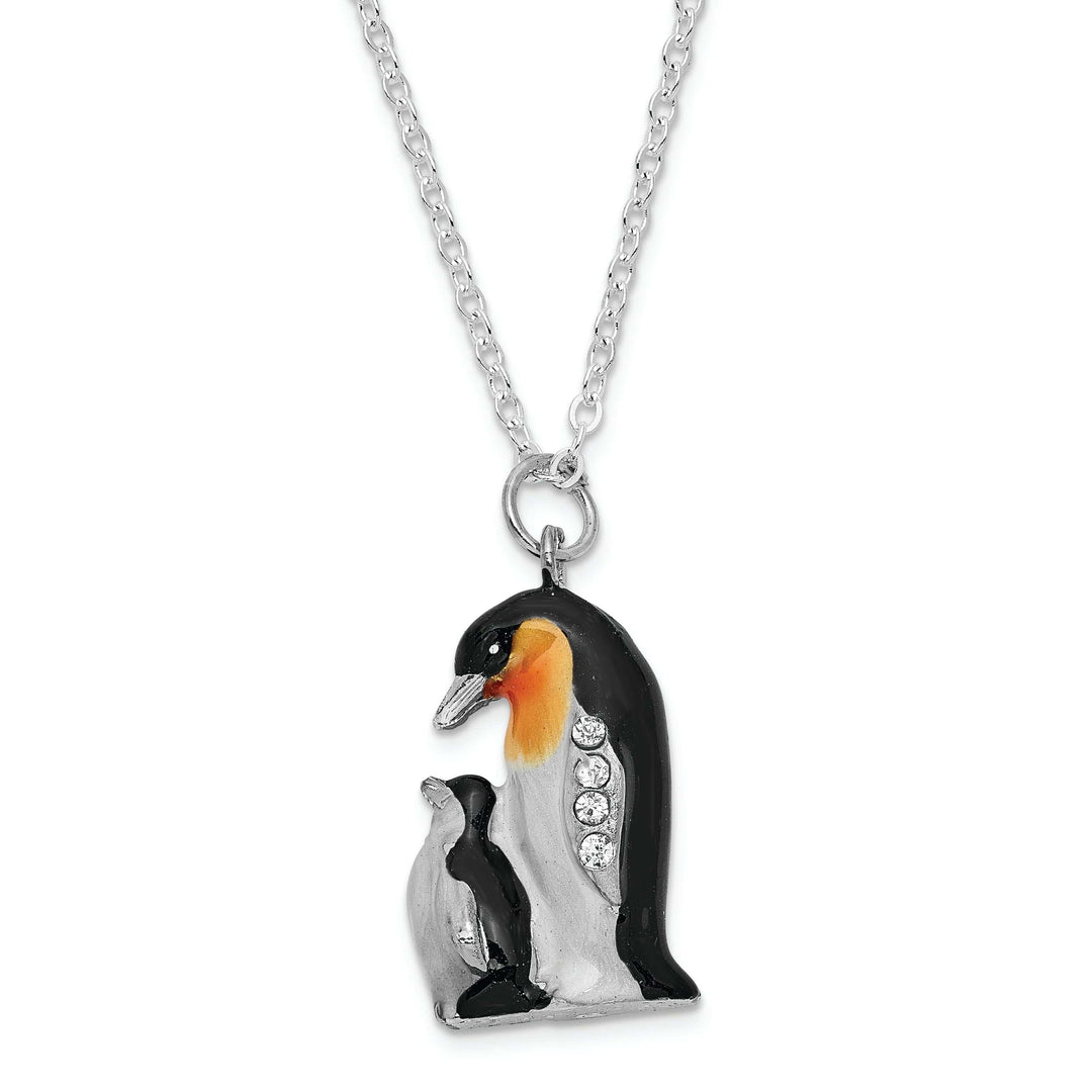 Luxury Giftware by Jere Pendants & Charms Bejeweled Pewter Multi HERO HARPER Emperor Penguin Baby Trinket Box