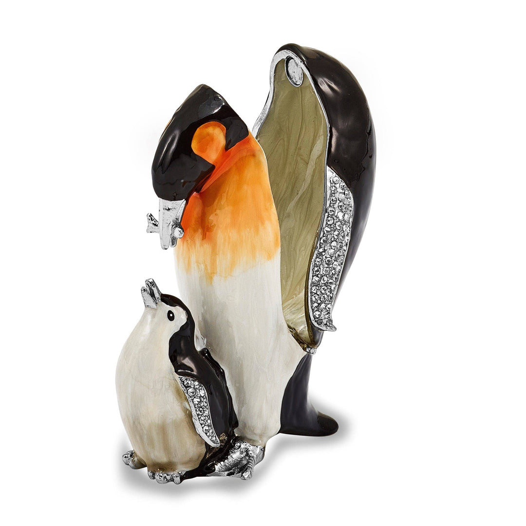Luxury Giftware by Jere Pendants & Charms Bejeweled Pewter Multi HERO HARPER Emperor Penguin Baby Trinket Box