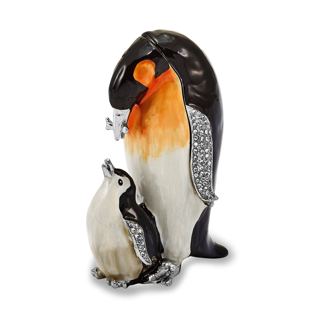 Luxury Giftware by Jere Pendants & Charms Bejeweled Pewter Multi HERO HARPER Emperor Penguin Baby Trinket Box
