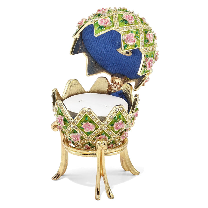 Luxury Giftware by Jere Pendants & Charms Bejeweled Pewter Rose Garden Floral Musical Egg Plays Memory