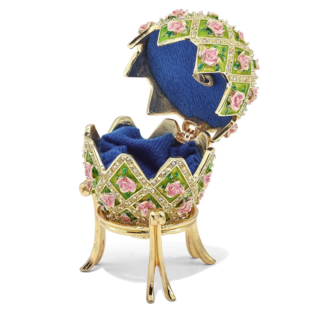 Luxury Giftware by Jere Pendants & Charms Bejeweled Pewter Rose Garden Floral Musical Egg Plays Memory