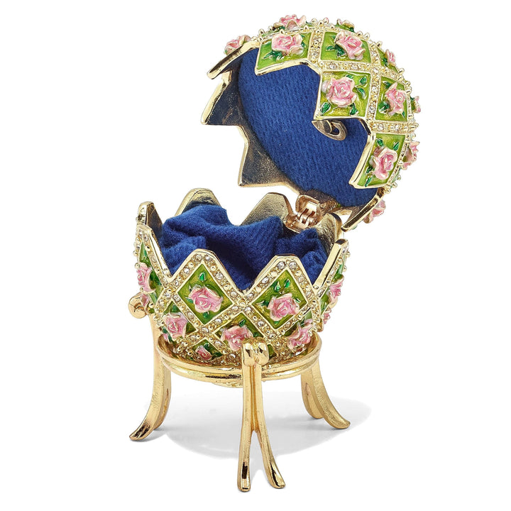 Luxury Giftware by Jere Pendants & Charms Bejeweled Pewter Rose Garden Floral Musical Egg Plays Memory
