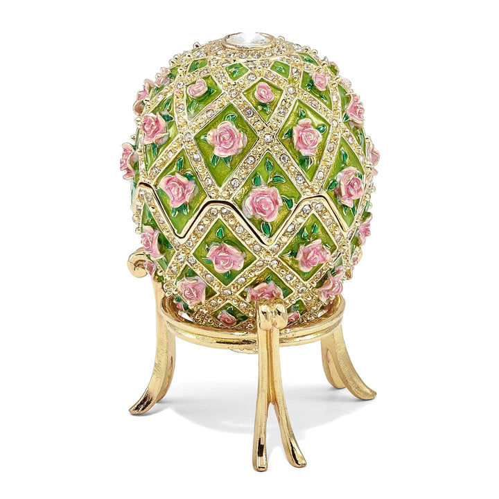Luxury Giftware by Jere Pendants & Charms Bejeweled Pewter Rose Garden Floral Musical Egg Plays Memory