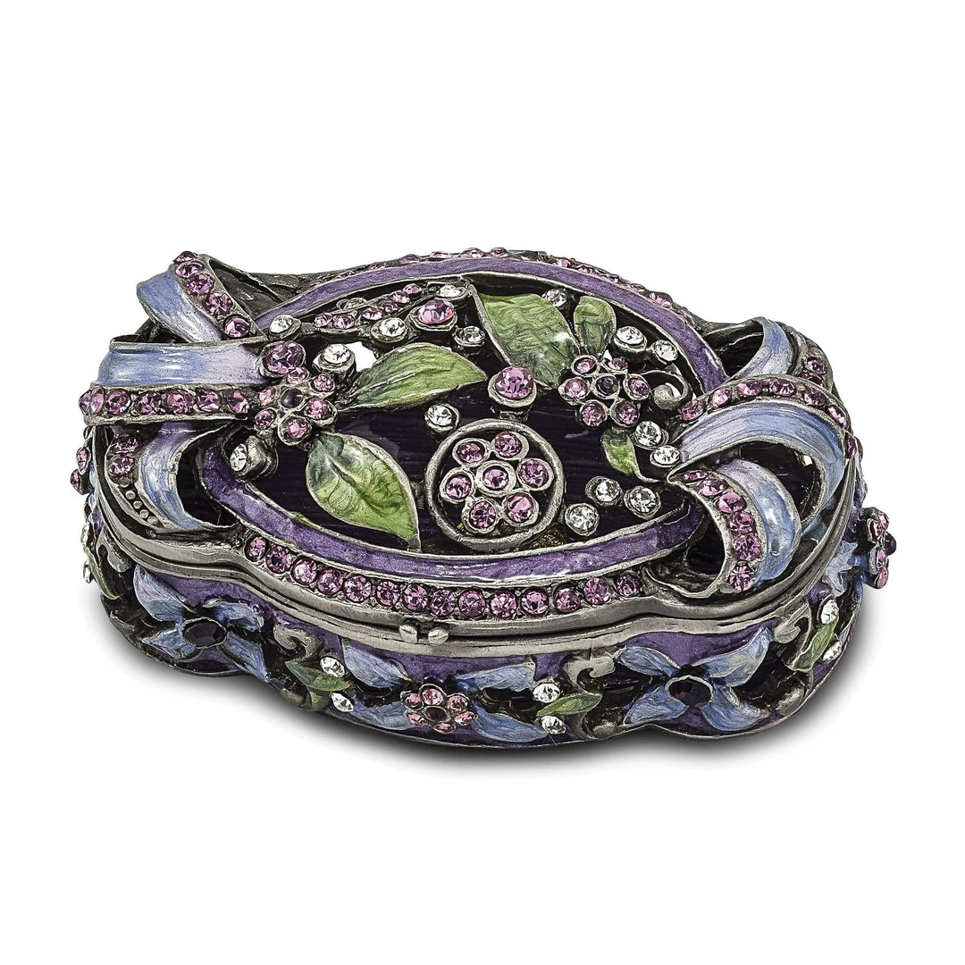 Luxury Giftware by Jere Pendants & Charms Bejeweled Pewter SECRET GARDEN Floral Trunk Trinket Box Design
