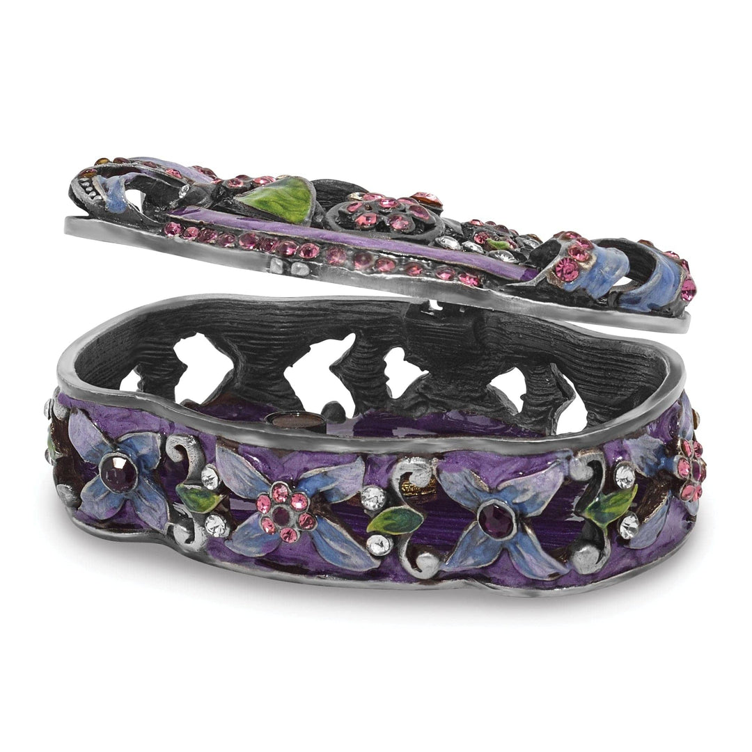 Luxury Giftware by Jere Pendants & Charms Bejeweled Pewter SECRET GARDEN Floral Trunk Trinket Box Design