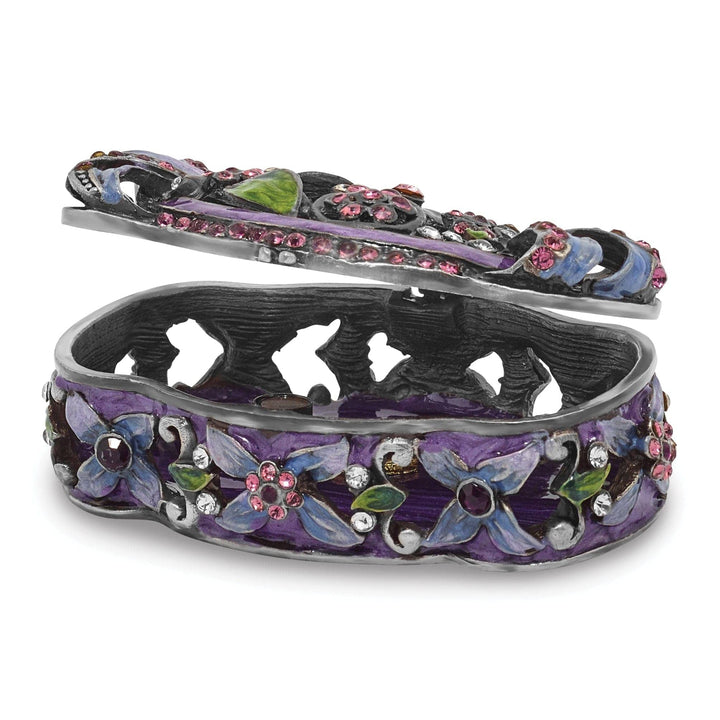Luxury Giftware by Jere Pendants & Charms Bejeweled Pewter SECRET GARDEN Floral Trunk Trinket Box Design