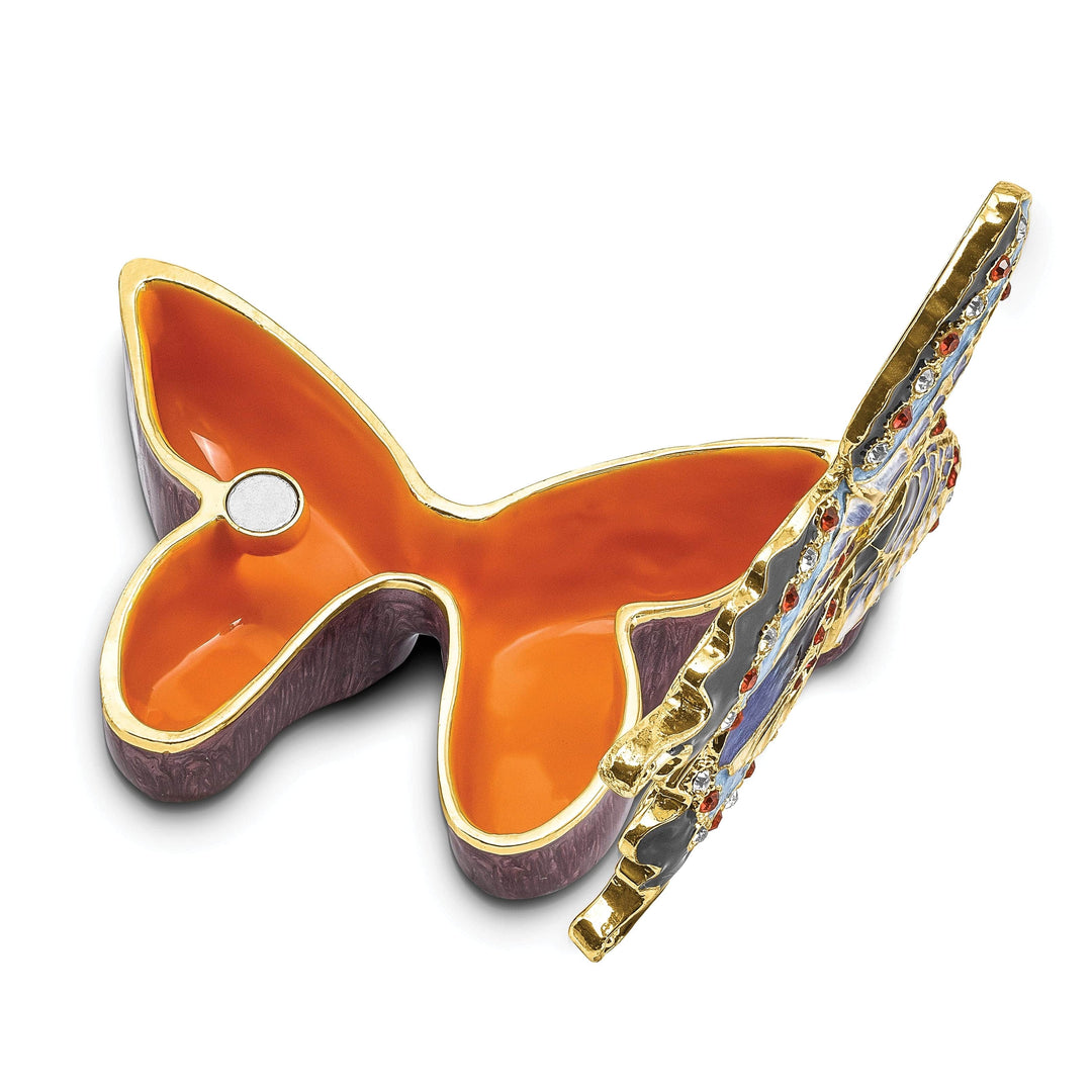 Luxury Giftware by Jere Pendants & Charms Bejeweled Pewter Turquoise Blue Butterfly Trinket Box Design