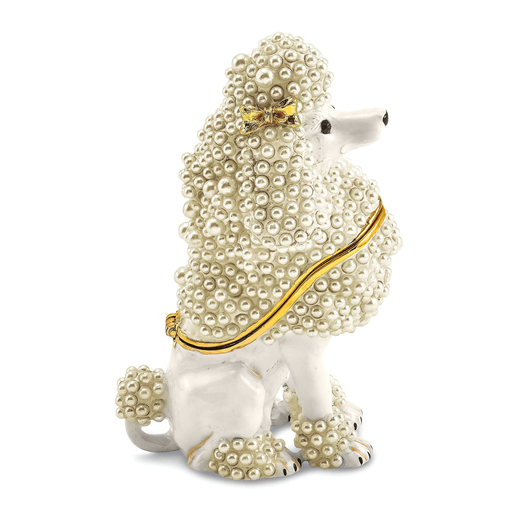 Luxury Giftware by Jere Pendants & Charms Bejeweled White Color Finish Crystal FIFI French Poodle Trinket Box
