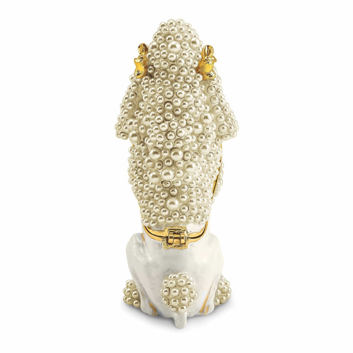 Luxury Giftware by Jere Pendants & Charms Bejeweled White Color Finish Crystal FIFI French Poodle Trinket Box