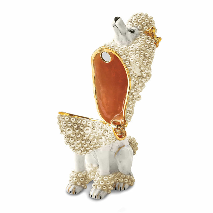 Luxury Giftware by Jere Pendants & Charms Bejeweled White Color Finish Crystal FIFI French Poodle Trinket Box