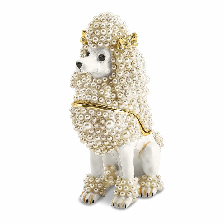 Luxury Giftware by Jere Pendants & Charms Bejeweled White Color Finish Crystal FIFI French Poodle Trinket Box