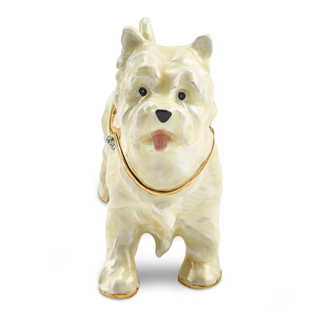 Luxury Giftware by Jere Pendants & Charms Bejeweled White Gold WESTIE West Highland White Terrier Trinket Box