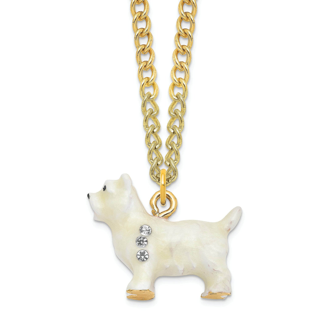 Luxury Giftware by Jere Pendants & Charms Bejeweled White Gold WESTIE West Highland White Terrier Trinket Box
