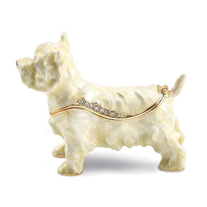 Luxury Giftware by Jere Pendants & Charms Bejeweled White Gold WESTIE West Highland White Terrier Trinket Box