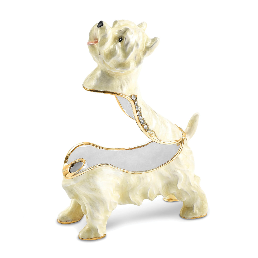 Luxury Giftware by Jere Pendants & Charms Bejeweled White Gold WESTIE West Highland White Terrier Trinket Box