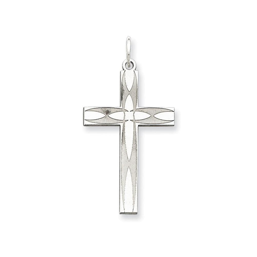 Lovely Rita's Pendants & Charms Block Style Engraving - $20 Sterling Silver Laser Designed Cross Pendant