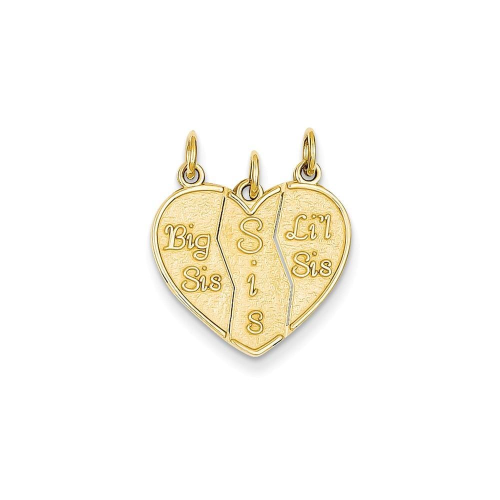 Lovely Rita's Pendants & Charms Contemporary Style Engraving - $20 14k Yellow Gold Big Sis and Lil Sis Charm