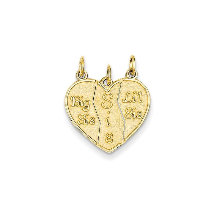 Lovely Rita's Pendants & Charms Contemporary Style Engraving - $20 14k Yellow Gold Big Sis and Lil Sis Charm