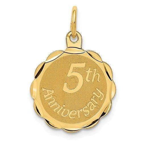 Lovely Rita's Pendants & Charms Contemporary Style Engraving - $20 14k Yellow Gold Happy 5th Anniversary Charm