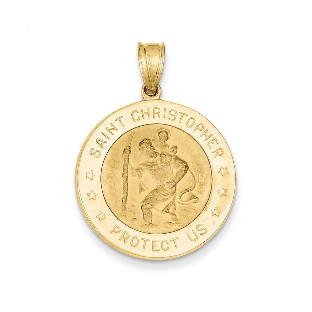 Lovely Rita's Pendants & Charms Contemporary Style Engraving - $20 14k Yellow Gold Saint Christopher Medal Pendant