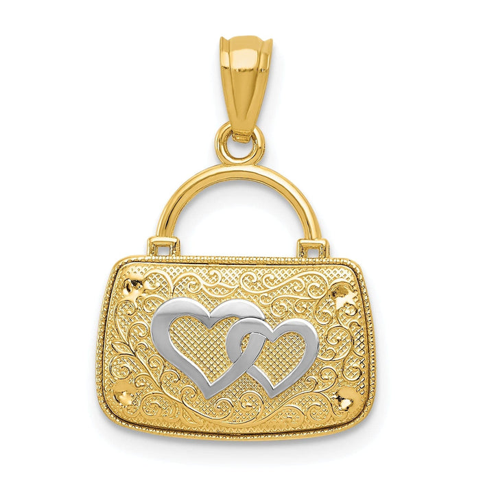 Lovely Rita's Pendants & Charms Hollow 14k Two Tone Gold Heart Handbag Pendant