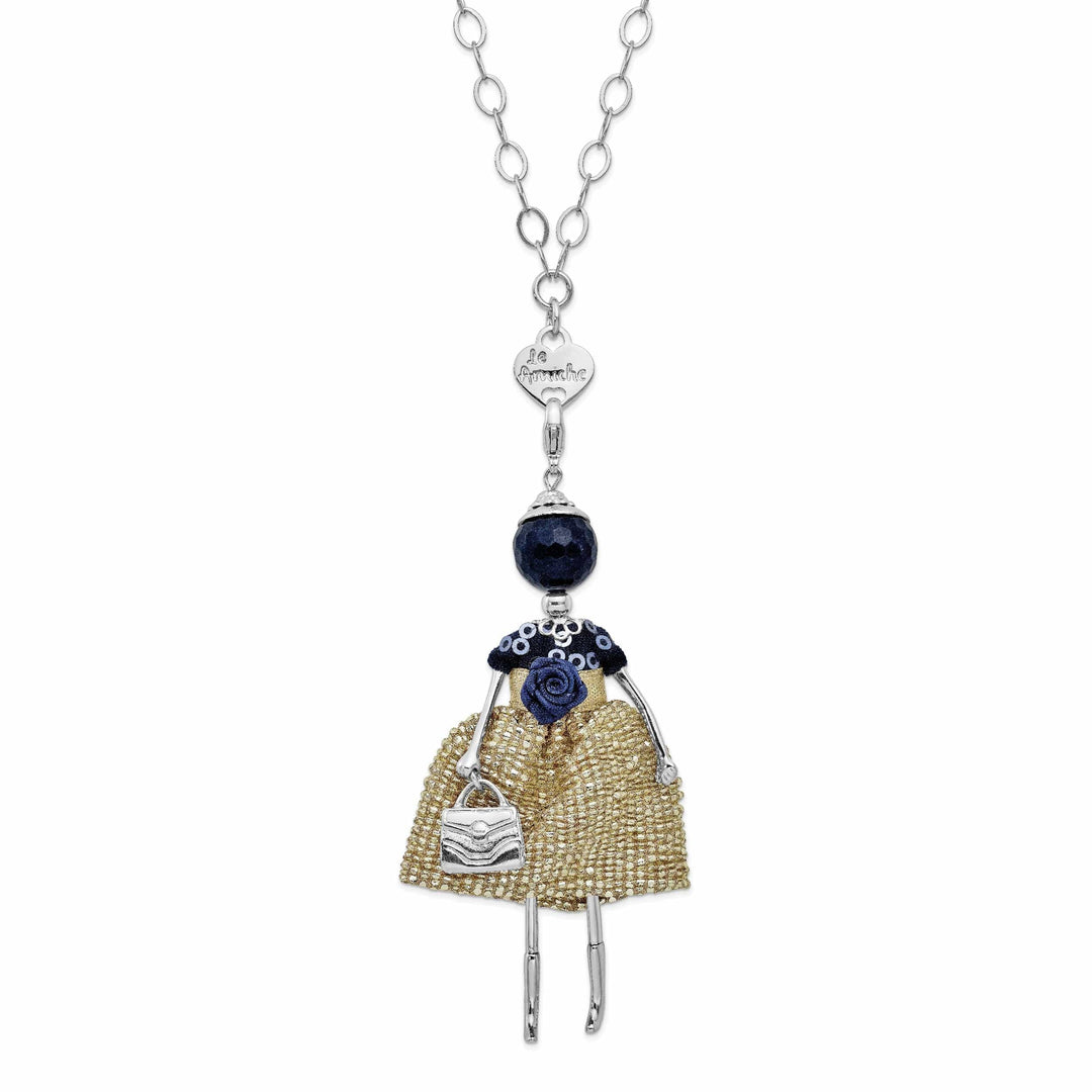 Jere Collection Pendants & Charms Le Amiche Blue Jade Golden Dress Doll Charm