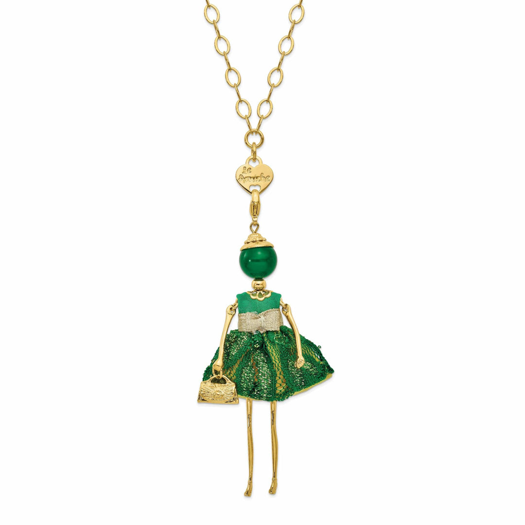Jere Collection Pendants & Charms Le Amiche Jade Green Yellow Lace Doll Charm