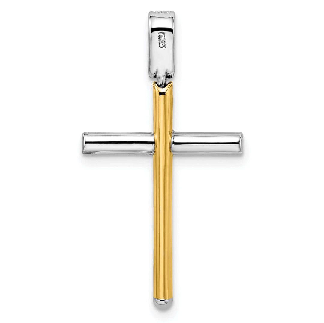 Lovely Rita's Pendants & Charms Leslie 14k Two Tone Gold Polished Cross Pendant