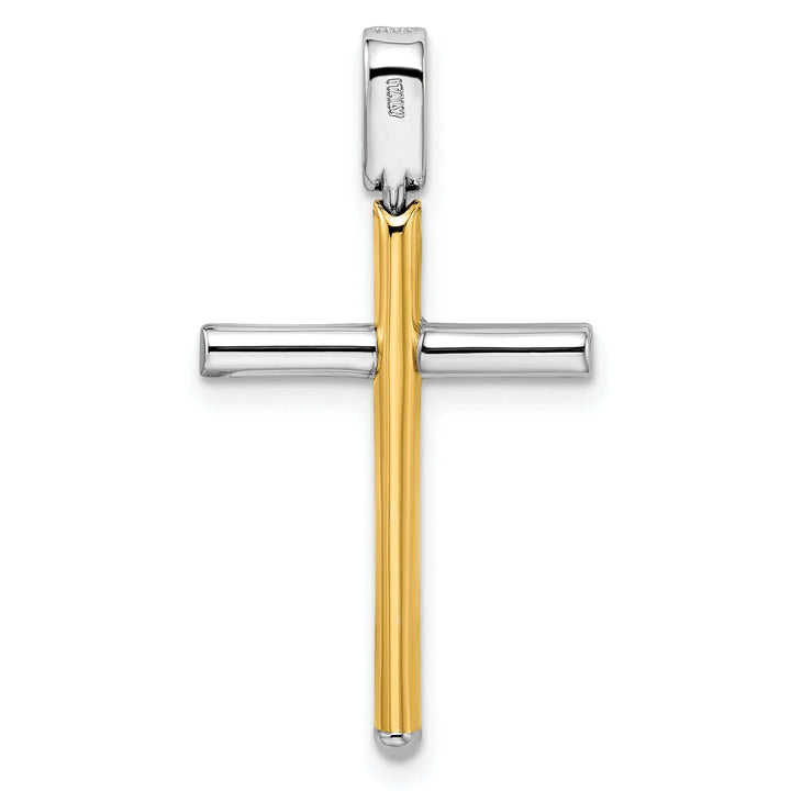 Lovely Rita's Pendants & Charms Leslie 14k Two Tone Gold Polished Cross Pendant