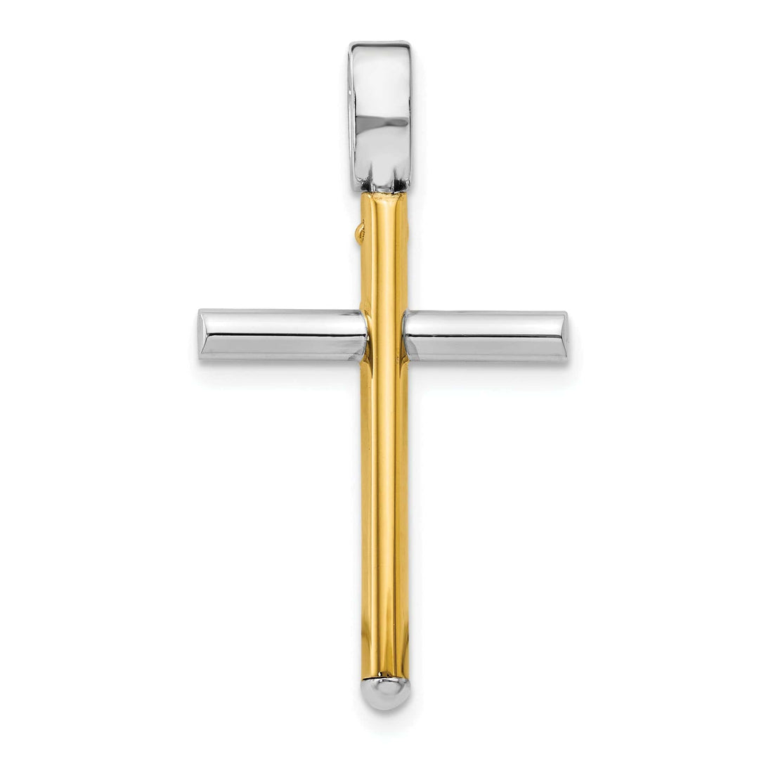 Lovely Rita's Pendants & Charms Leslie 14k Two Tone Gold Polished Cross Pendant