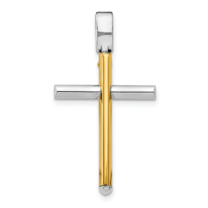 Lovely Rita's Pendants & Charms Leslie 14k Two Tone Gold Polished Cross Pendant