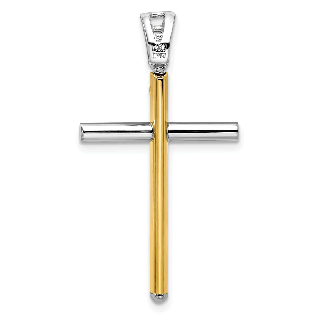 Lovely Rita's Pendants & Charms Leslie 14k Two Tone Gold Polished Cross Pendant
